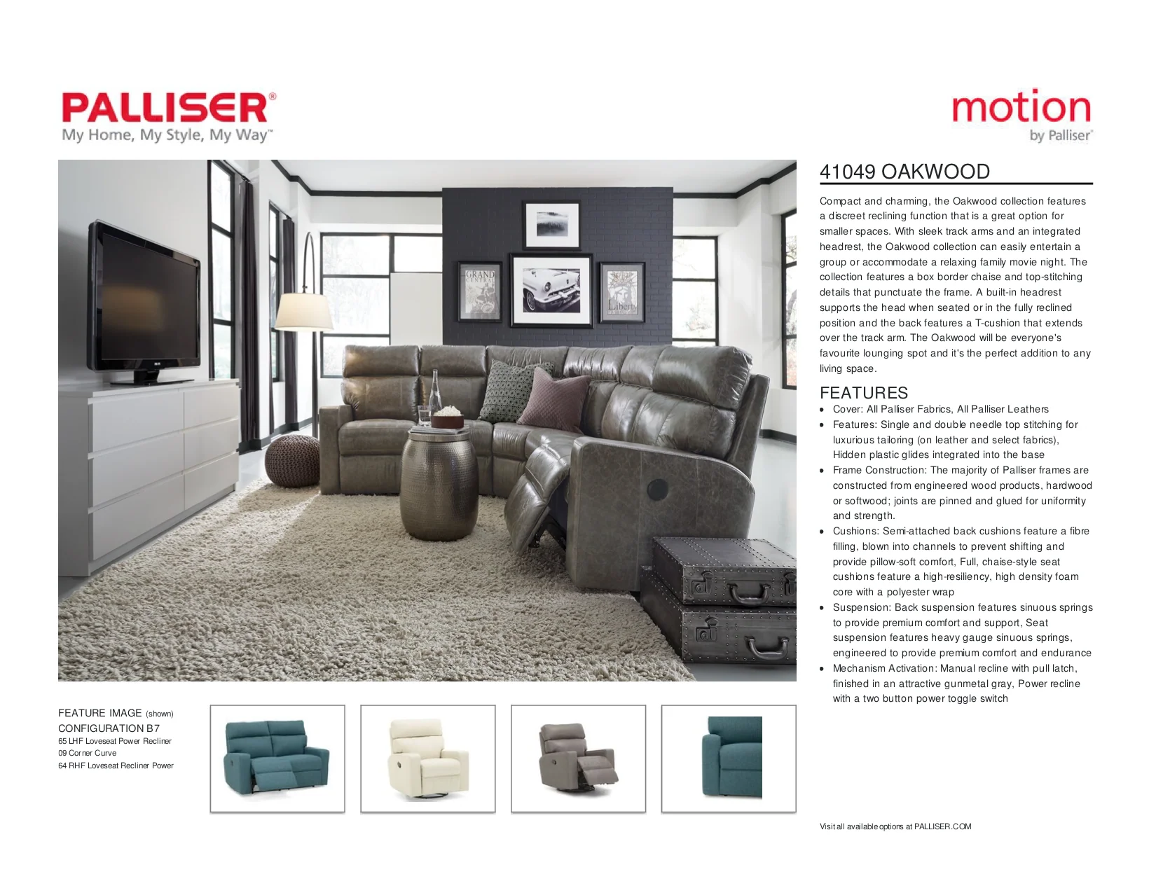 Palliser Oakwood Sectional - Image 22